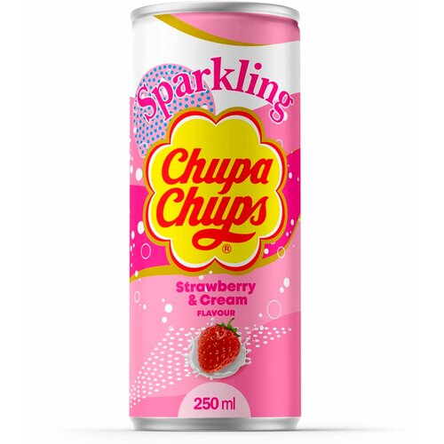 Газированный напиток Chupa Chups Sparkling Strawberry & Cream / Чупа Чупс Клубника Крем 250мл (Южная Корея)