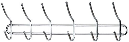 Вешалка с 6 двойными крючками хромированная 56х6,5х16 см. Besser BS 0909 - фотография № 2