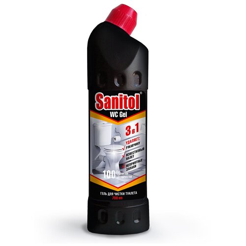 Гель для чистки туалета Sanitol WC Gel «3 в 1», 750 мл