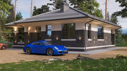 Изображение товара Проект дома одноэтажного с 3 спальнями, отдельной котельной и продуманной планировкой с мебелью