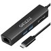 Картридер Type C Ginzzu GR-568UB для карт памяти: SDXC/microSDXC, 2 порта USB3.0, сетевой адаптер 10/100/1000Mb/s, интерфейсный кабель 20 см, алюминиевый корпус, черный