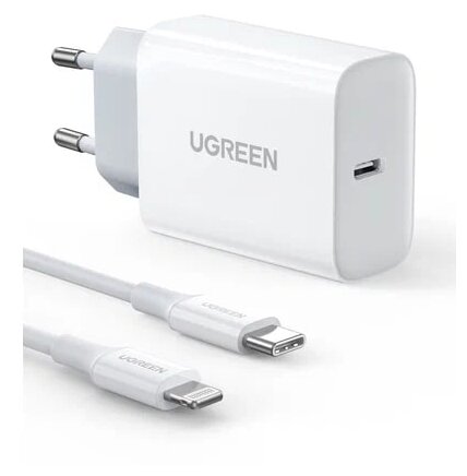 Зарядное устройство сетевое UGREEN 10191_ USB Type-C, 20W, цвет: черный - фото №1