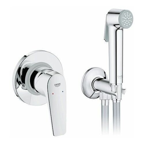 Гигиенический душ Grohe BauFlow 124903 с запорным клапаном, хром гигиенический душ grohe bauflow с гибким металлическим шлангом хром