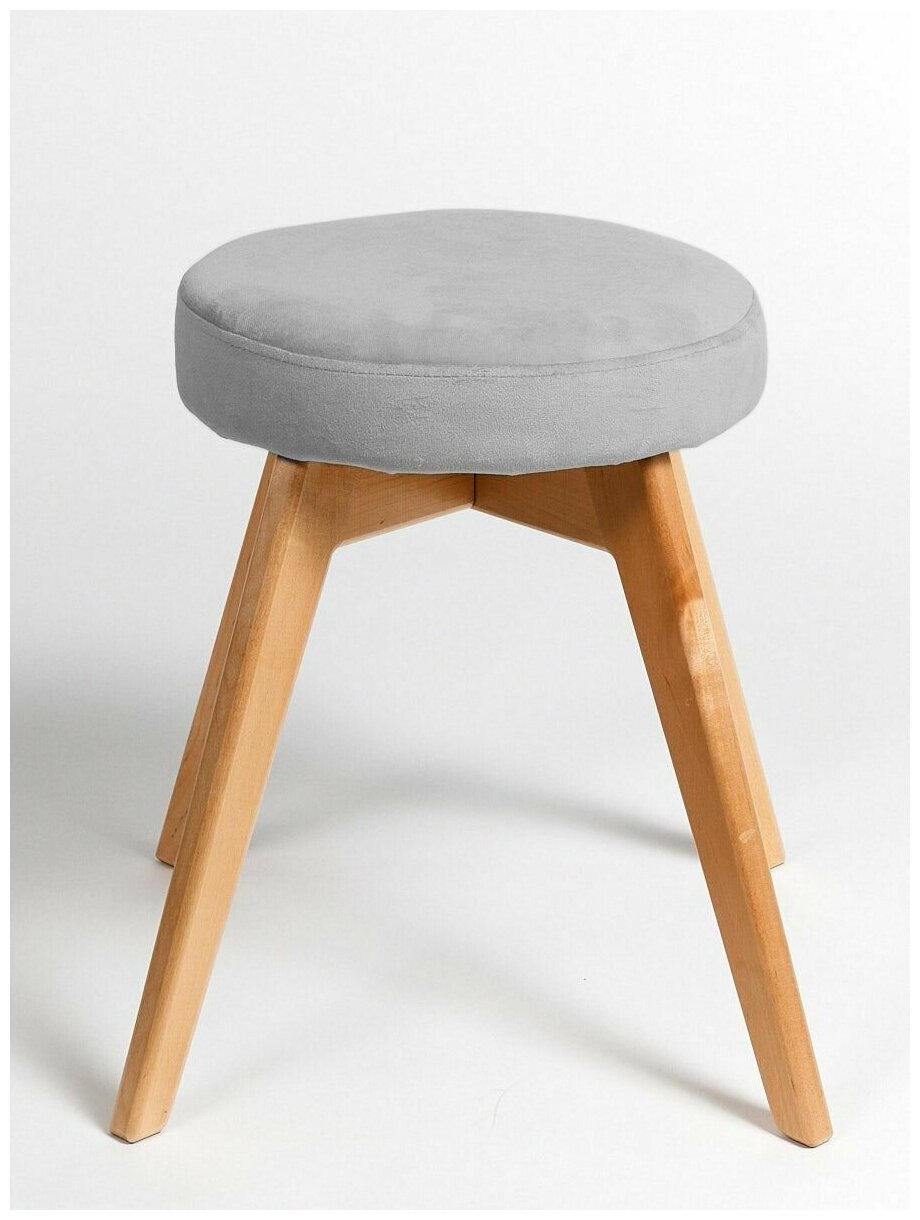 фото Табурет велюр на деревянных ножках, Masscomplekt светло-серый