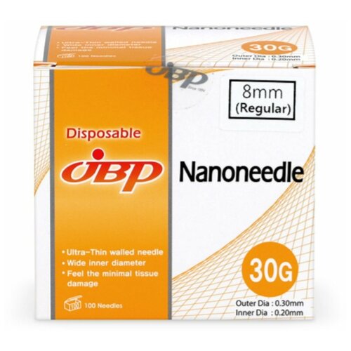Иглы для инъекций Nanoneedle 30G - (0,3 x 8 мм - 100 штук)