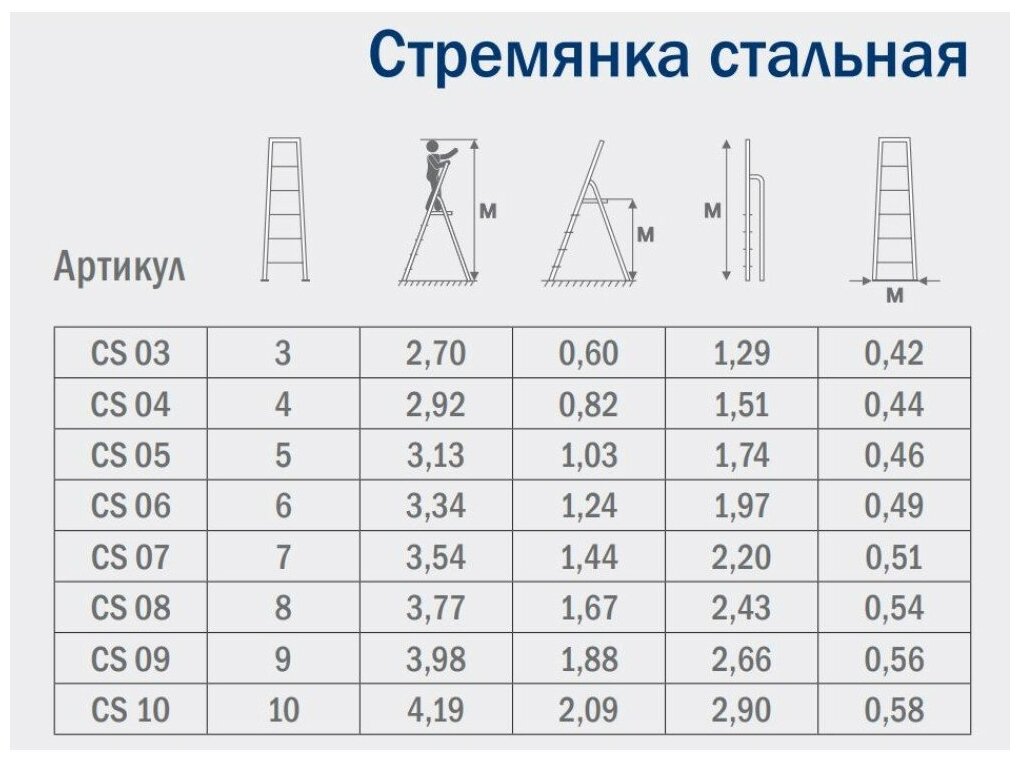 Stairs Стремянка стальная с алюминиевыми ступенями 6 ступеней CS 06 . - фотография № 8