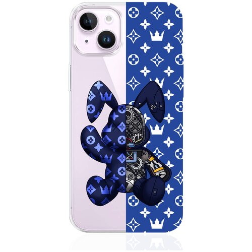 Прозрачный силиконовый чехол MustHaveCase для iPhone 14 Plus Bunny Синий для Айфон 14 Плюс