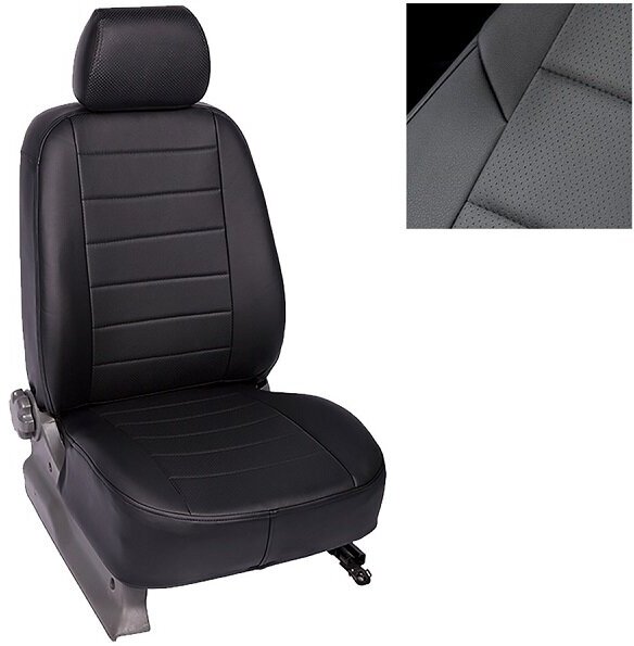 Чехлы на сиденья из экокожи (чёрные) Seintex на Hyundai Solaris (седан 2010-2017)