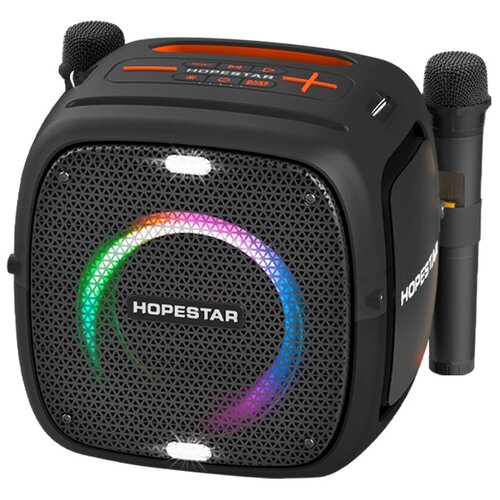 Портативная Колонка Hopestar Party One Black с двумя беспроводными микрофонами, Чёрная