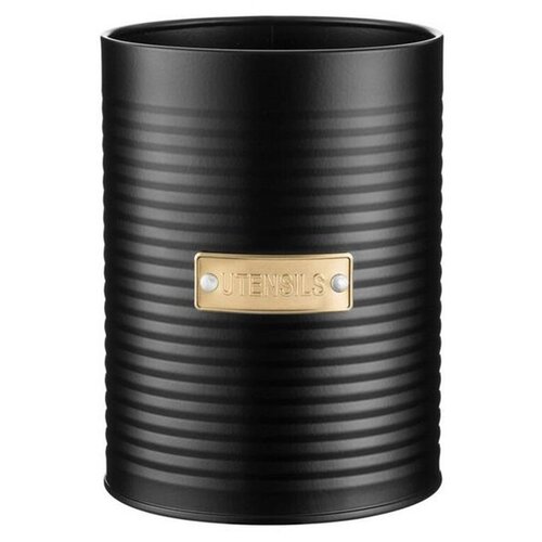 фото Емкость для кухонных инструментов otto цвет черный, материал эмалированная сталь + бамбук, typhoon, 1401.172v
