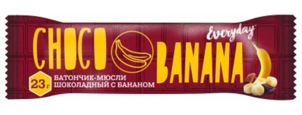 Батончик-мюсли EVERYDAY CHOKO BANANA шоколад/банан, пакет 23г - фотография № 2