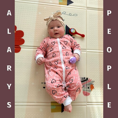 фото Комбинезон alaryspeople для девочек, интерлок-пенье, хлопок 100%, на кнопках, открытая стопа, размер 68, розовый