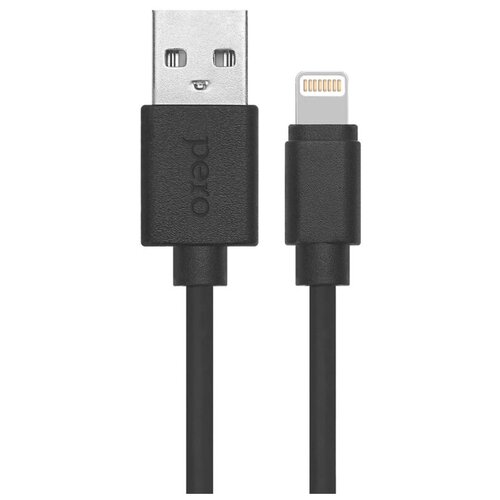 Дата-кабель PERO DC03 8-pin Lightning, 2А, 1м, черный сетевая зарядка lightning кабель cablexpert mp3a pc 36 usb 2 порта 2 4a черный кабель 1м lightning