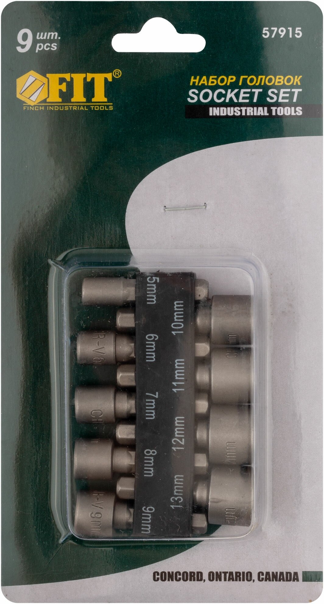 Набор головок FIT 57915 набор усиленных головок crv 9 шт ( 5 - 13 мм)