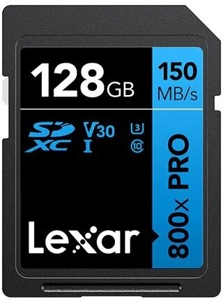 Карта памяти LEXAR Pro 800x SDXC UHS-1 U3 V30 128 ГБ