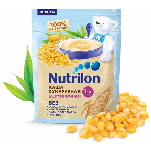 Каша безмолочная Nutrilon кукурузная с 5 месяцев 180 г каша безмолочная nutrilon мультизлаковая с 6 мес 180 г