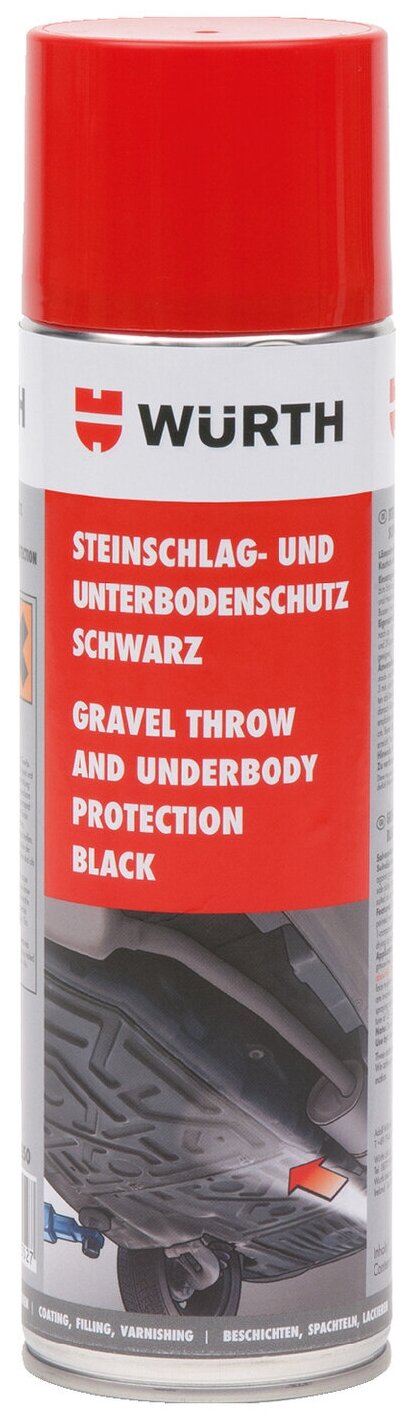 Антикоррозийное покрытие WURTH защита от камней черная 500мл