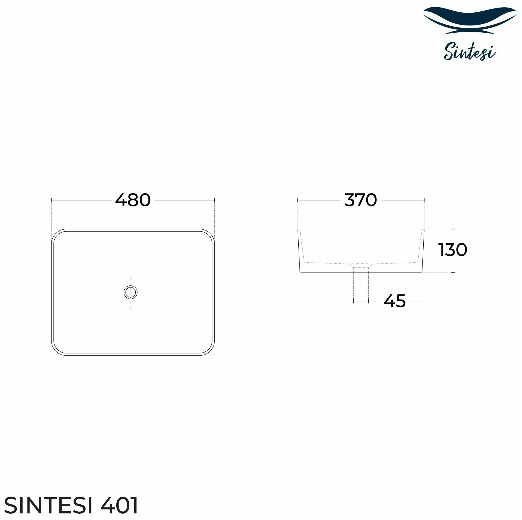 Раковина SinteSi LVB-APP-401 накладная, белая+выпуск клик-клак, белый