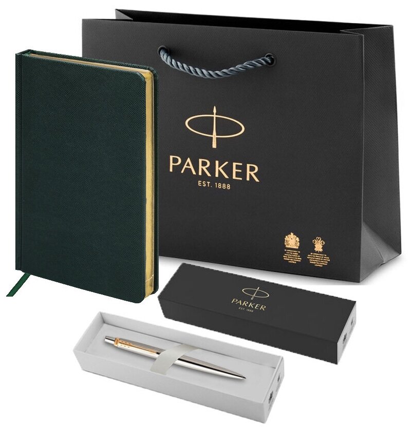 Подарочный набор: шариковая ручка Parker Jotter Essential, ежедневник А5 и фирменный пакет Паркер