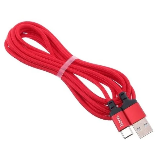 Кабель Hoco USB- Type-C 2м, 3000 mAh, красный кабель usb type c x14 2m hoco красный