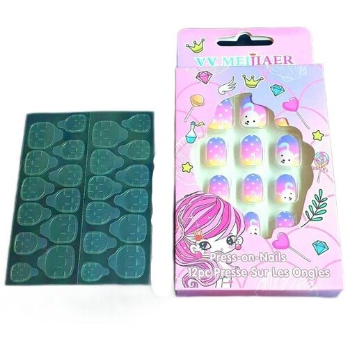 Накладные ногти детские, самоклеющиеся + стикеры для повторного использования.