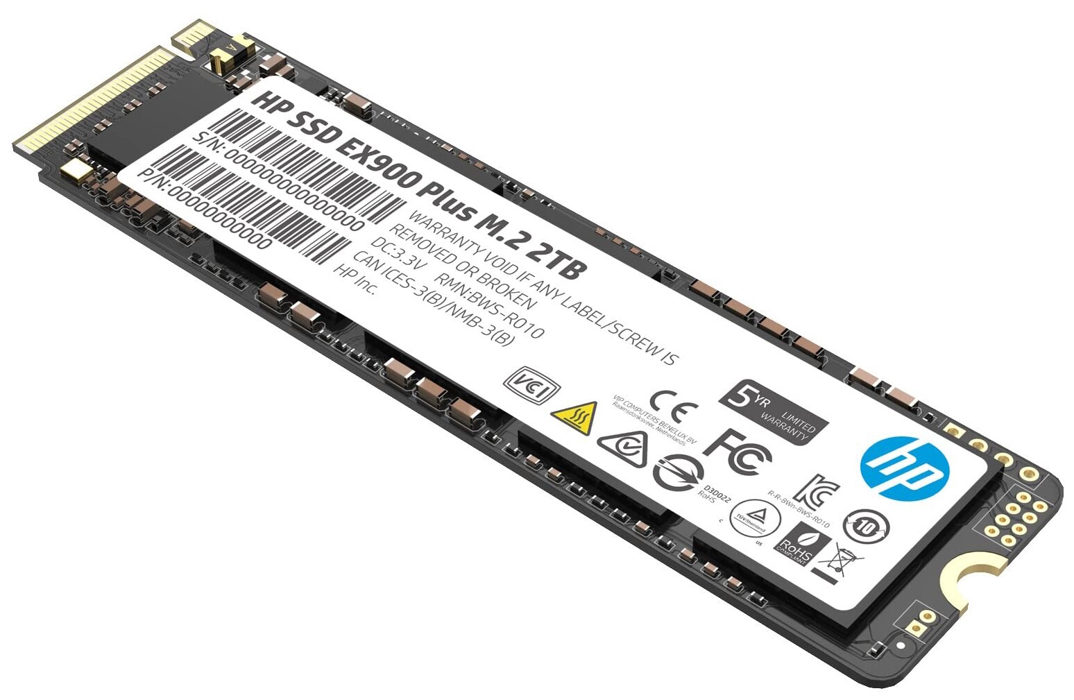 Внутренний SSD M.2 HP 2.0Tb EX900 Plus Series /35M35AA#ABB/ (PCI-E 3.0 x4, up to 3150/2600MBs, 3D NAND, 800TBW, NVMe, 22х80mm)