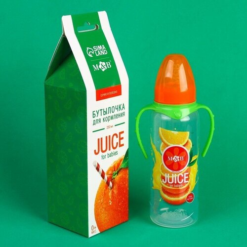 фото Бутылочка для кормления подарочная «апельсиновый сок» 250 мл, с соской, с ручками mum&baby
