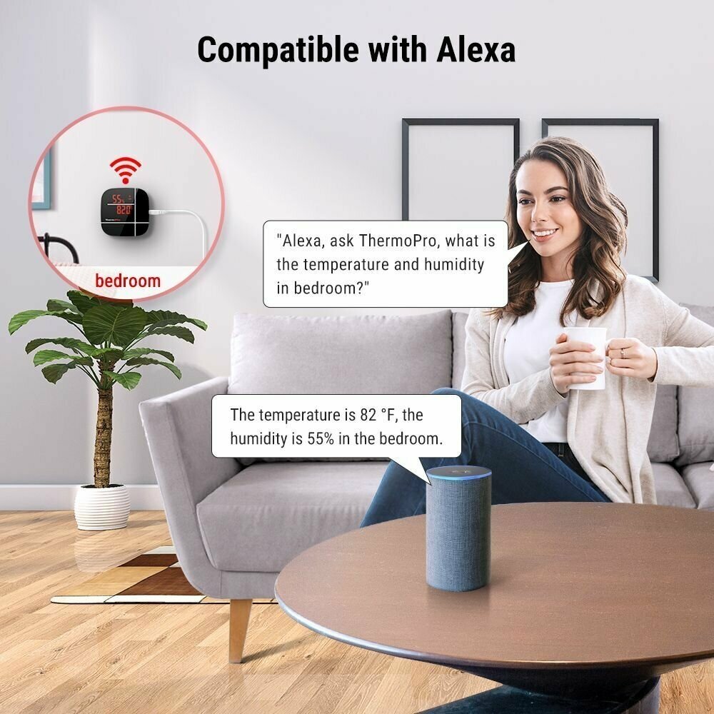 ThermoPro TP90 умный беспроводной WiFi термометр-гигрометр для помещений с поддержкой Alexa - фотография № 8