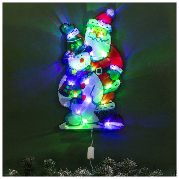 Фигура со светом Luazon Lighting "Дед мороз и снеговик" 24х45 см, пластик, 20 LED, 240V мульти (4364268)