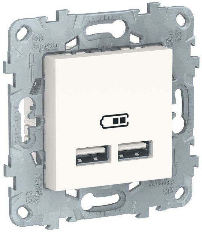 Механизм розетки USB 2-м UNICA NEW 5В/2100мА бел. SchE, SCHNEIDER ELECTRIC NU541818 (1 шт.)