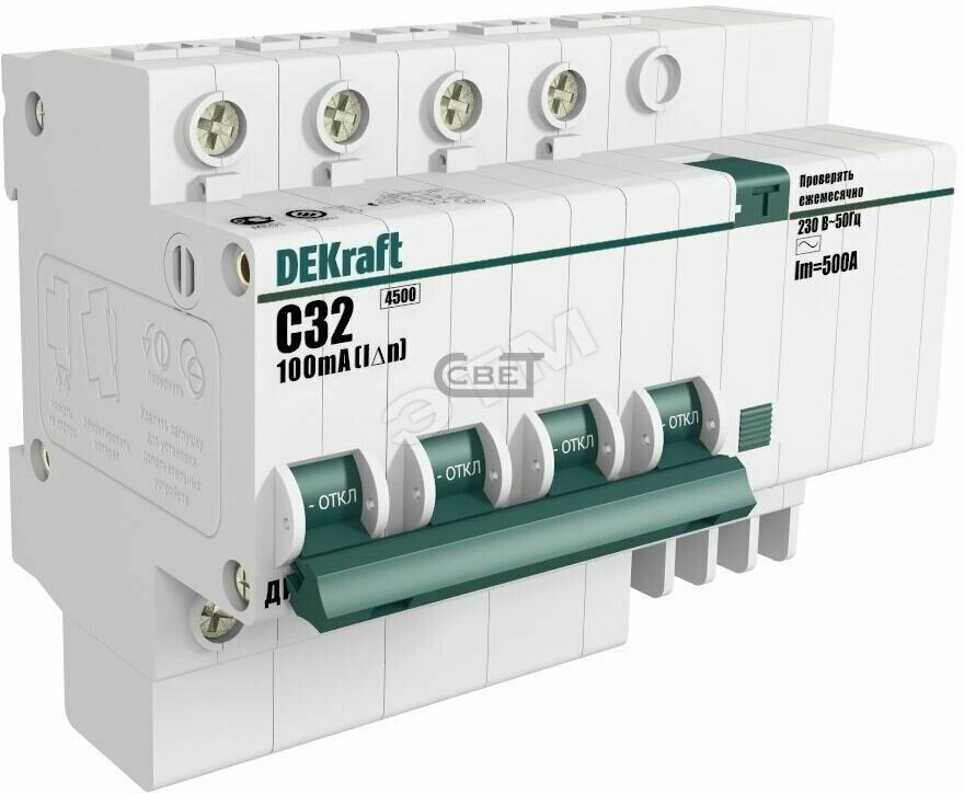 Дифавтомат DEKraft ДИФ-101 4P 20А (C) 4.5кА 30мА (AC), 15021DEK - фотография № 4