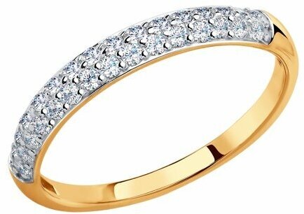 Кольцо обручальное Diamant online, золото, 585 проба, фианит, размер 16.5