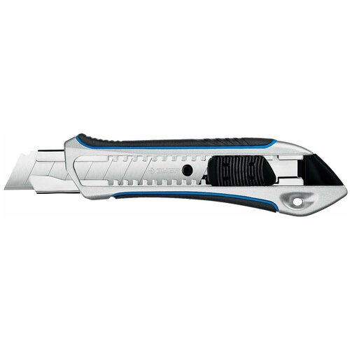 Металлический обрезиненный нож с автостопом Титан-А, сегмент. лезвия 18 мм, ЗУБР Профессионал (09177_z02)