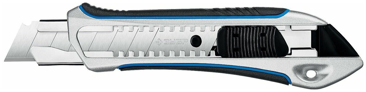фото Металлический обрезиненный нож с автостопом Титан-А, сегмент. лезвия 18 мм, ЗУБР Профессионал (09177_z02)