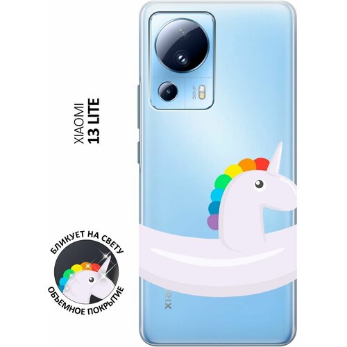 Силиконовый чехол с принтом Unicorn Swim Ring для Xiaomi 13 Lite / Сяоми 13 Лайт
