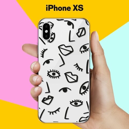 Силиконовый чехол Глаза и губы на Apple iPhone Xs силиконовый чехол mcover для apple iphone xs max с рисунком сладкие губы