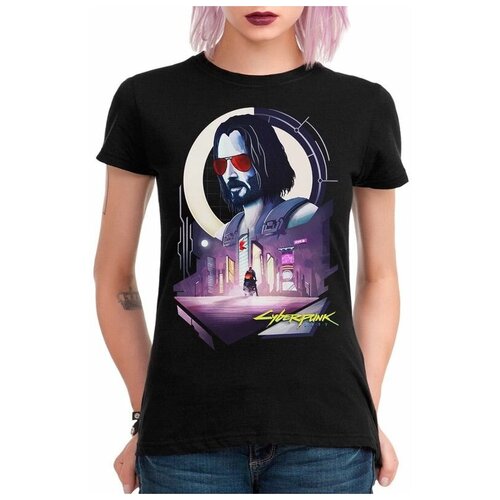 фото Футболка design heroes cyberpunk - джонни сильверхэнд / киберпанк женская черная xl