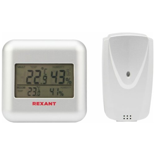 Термометр электронный REXANT S3341BF с часами и беспроводным выносным датчиком {70-0596}