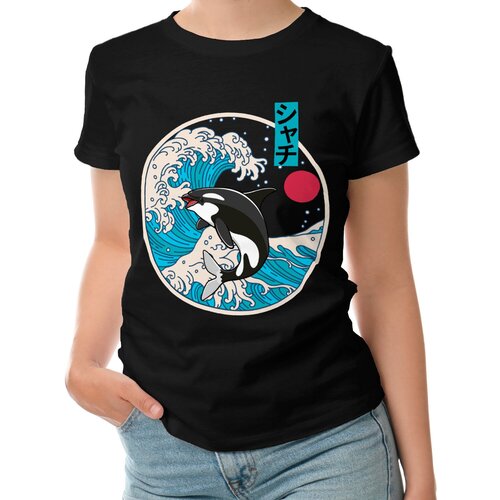 фото Женская футболка «большая волна в канагаве, касатка» (xl, темно-синий) roly