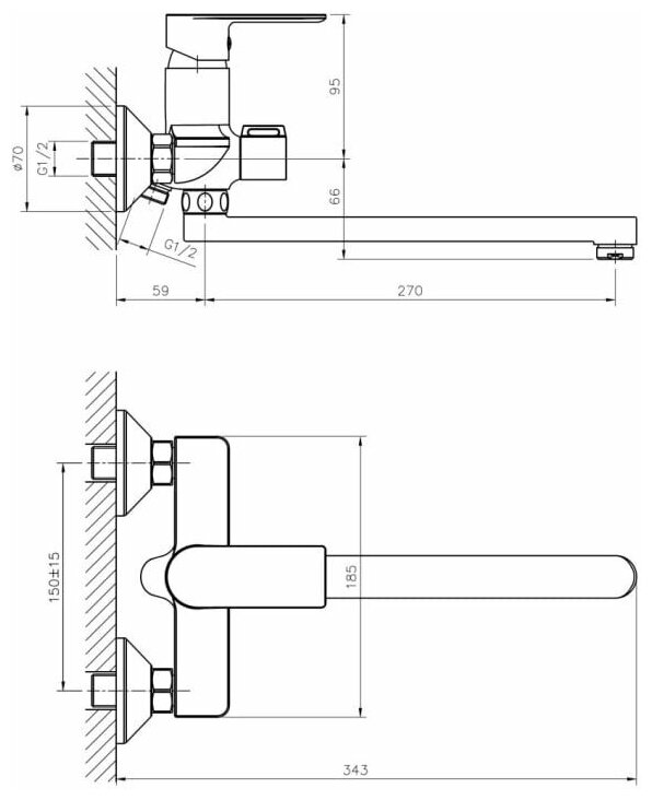 Смеситель Haiba HB22505-8 для ванны универсальный - фотография № 3