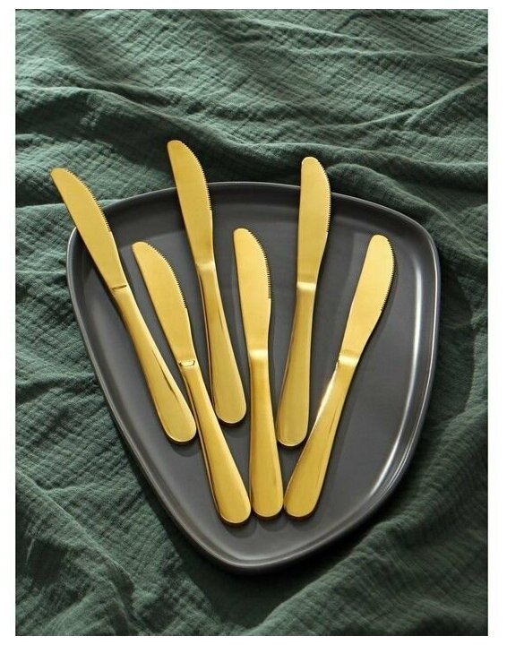 Набор ножей столовых Доляна "олд", h 22 см, 6 шт, цвет золотой