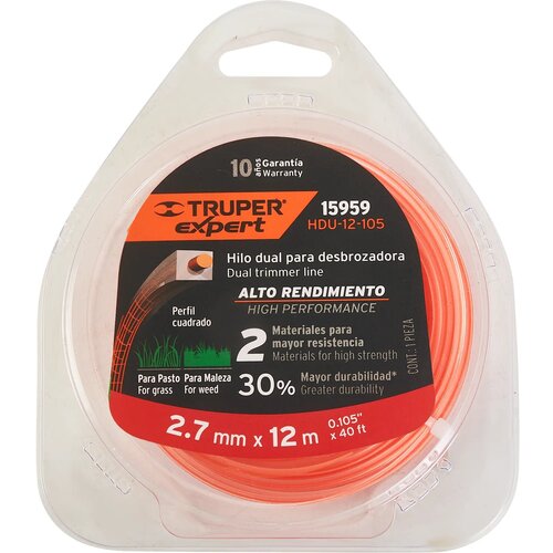 Леска для триммера Truper 15959 27 мм 12 м квадрат 893₽