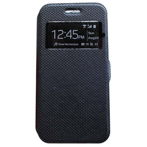 фото Чехол-книжка mypads для samsung galaxy j4 (2018) с окном вызова предпросмотра позволяет просматривать звонки и сообщения не открывая крышку черный