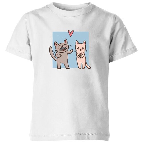 Футболка Us Basic, размер 4, белый мужская футболка мартовские коты и любовь кот поет серенаду l синий