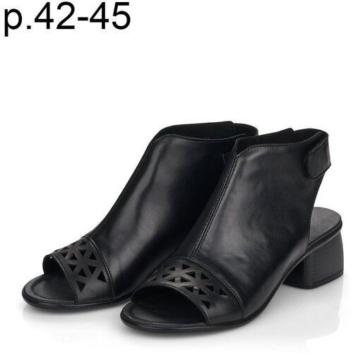 фото Босоножки remonte, натуральная кожа, полнота 8, размер 44, черный