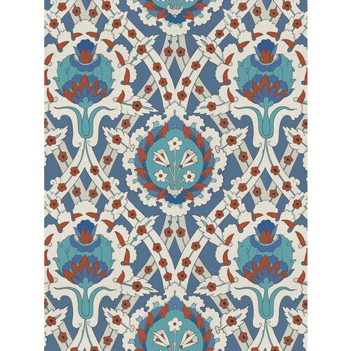 Отрезная ткань для мебели Ambesonne "Цветочный Восток" метражом для рукоделия и шитья, сатен, 185 см