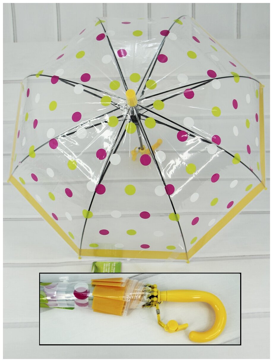 Детский зонт-трость Rain-Proof umbrella полуавтомат 259/желтый