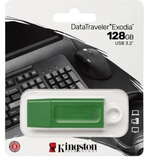 USB флешка Kingston 128Gb DataTraveler Exodia USB 3.2 Gen 1 green