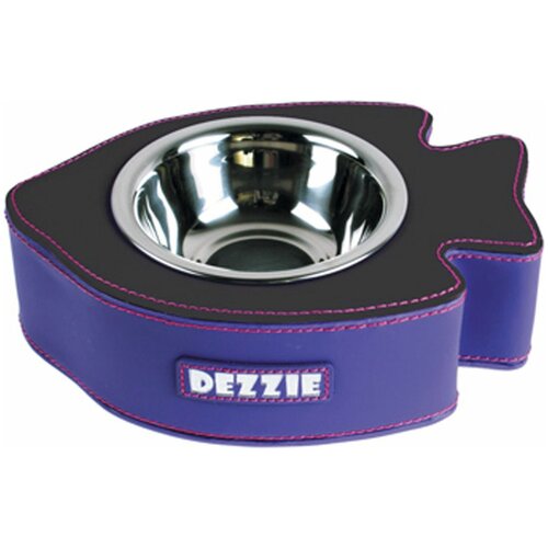 Миска для кошек Dezzie Рыба, фиолетовый, черный, 125 мл миска dezzie для собак 500мл черно сиреневая