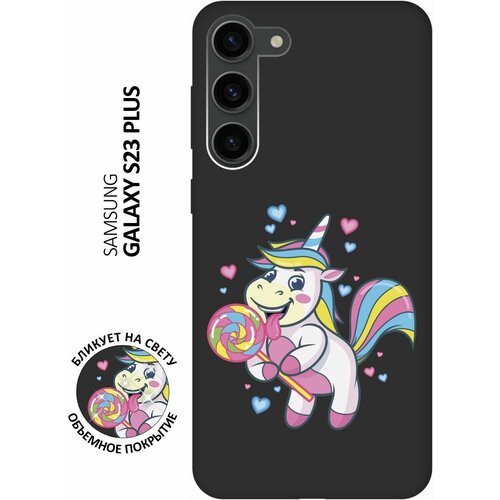 Матовый чехол Unicorn and candy для Samsung Galaxy S23+ / Самсунг С23 Плюс с 3D эффектом черный матовый чехол unicorn and candy для samsung galaxy s23 самсунг с23 с 3d эффектом мятный